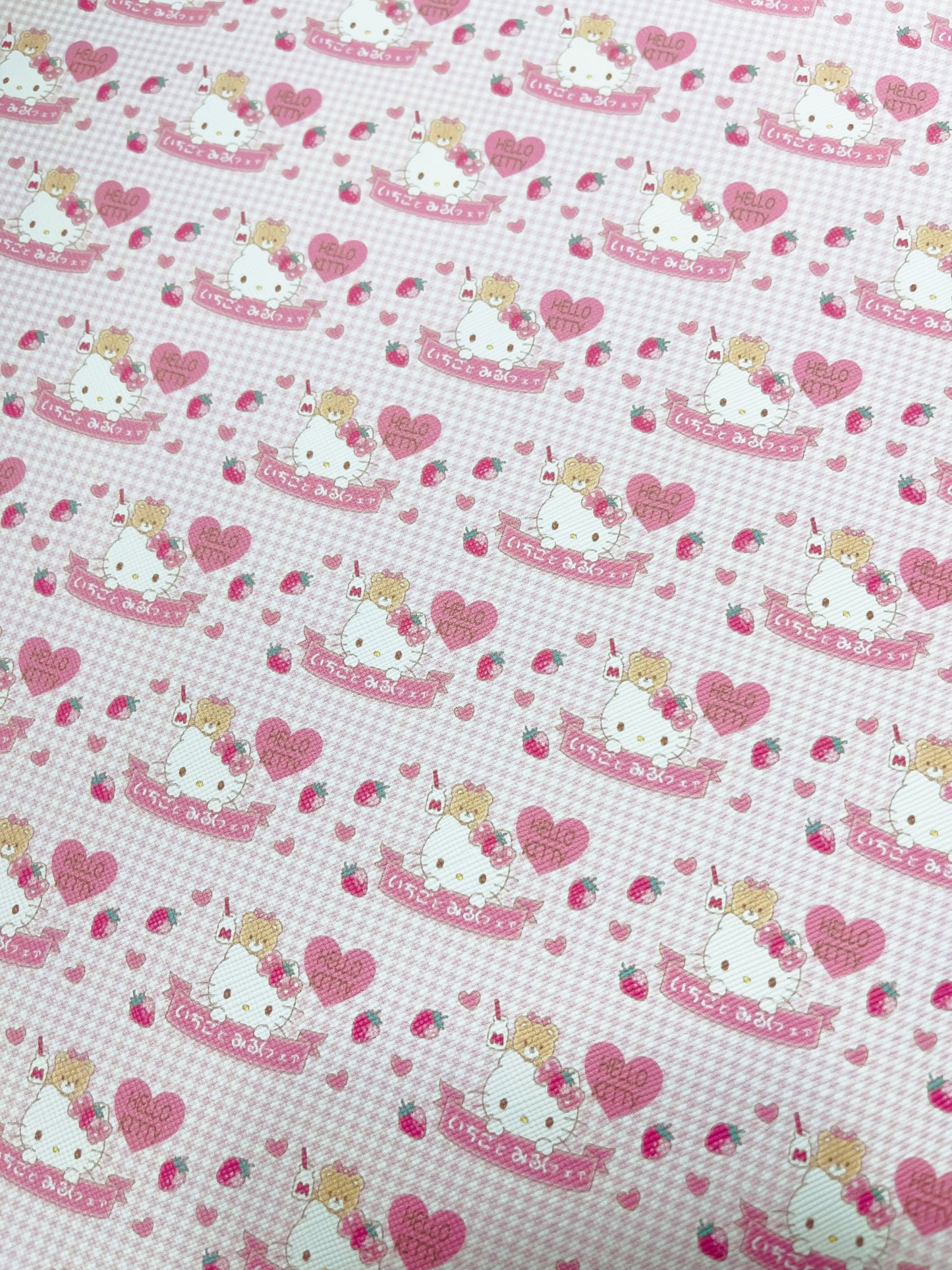 FAUX FUR SHEET WITH HK DESIGN, HEARTS AND STRAWBERRIES