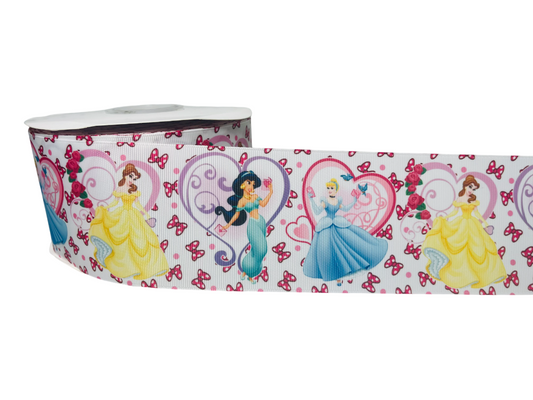 2 YARDA DE CINTA DE GROSGRAIN DE 3 PULGADA (75CM) CON DISEÑO DE PRINCESAS