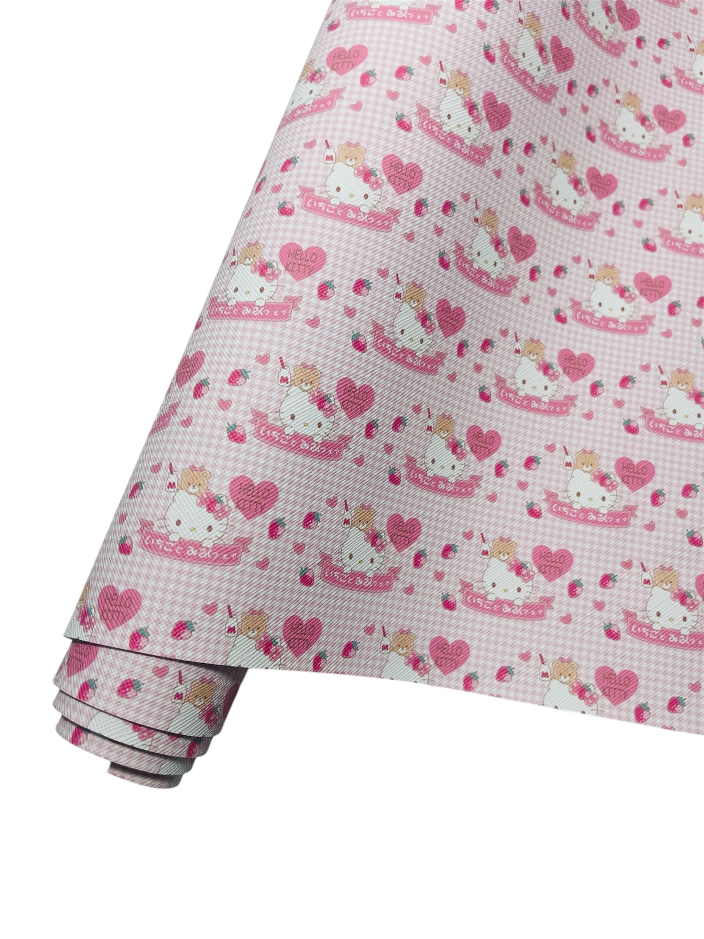 FAUX FUR SHEET WITH HK DESIGN, HEARTS AND STRAWBERRIES